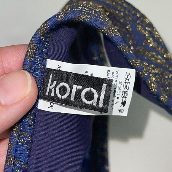 Koral Swim String Bikini Bottoms Blue Gold M - Picture 9 of 11